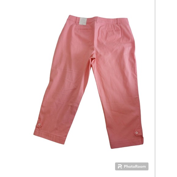 Talbots Size 14 Petite Womens Crop Pants Pink 100% Cotton High Rise - Picture 2 of 9